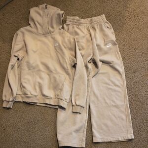 Nike Kids Beige Sweatpants and Hoodie Set